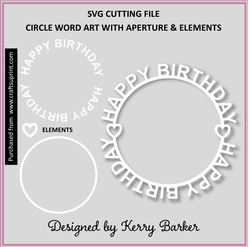 Happy Birthday Circle Word Art & Elements SVG Cutting File