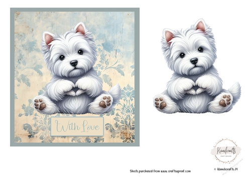 Westie making heart sign with paws