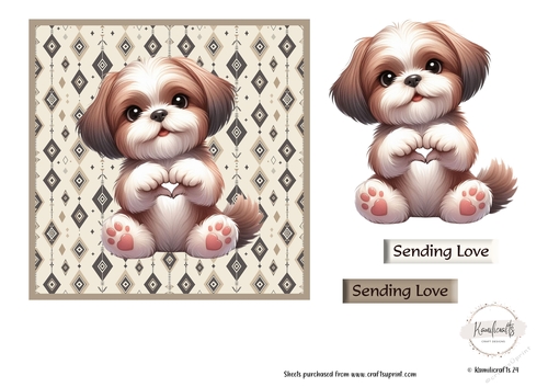 Shih-Tzu making heart sign with his paws