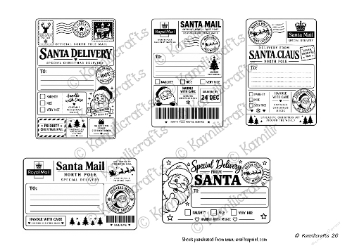 Set of 5 Christmas Labels