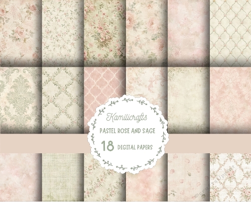 Pastel rose and sage paper set