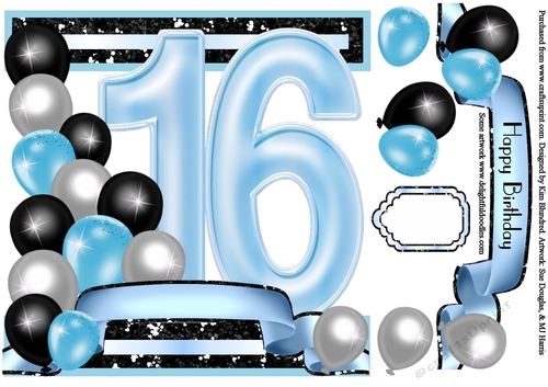 16th Birthday - Balloons & Banner