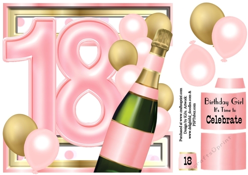 Birthday Celebration Pink & Gold Age 18