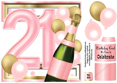 Birthday Celebration Pink & Gold Age 21