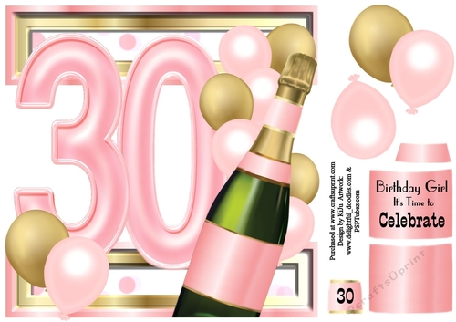 Birthday Celebration Pink & Gold Age 30