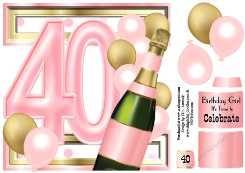 Birthday Celebration Pink & Gold Age 40
