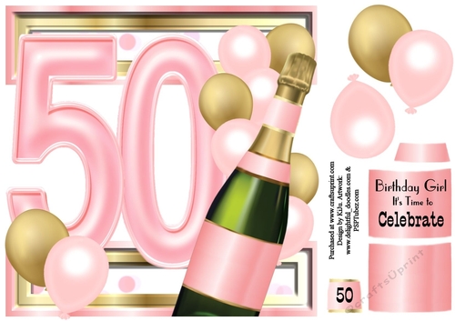 Birthday Celebration Pink & Gold Age 50