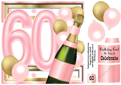 Birthday Celebration Pink & Gold Age 60