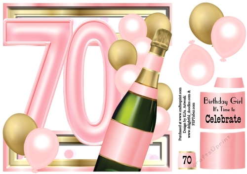 Birthday Celebration Pink & Gold Age 70