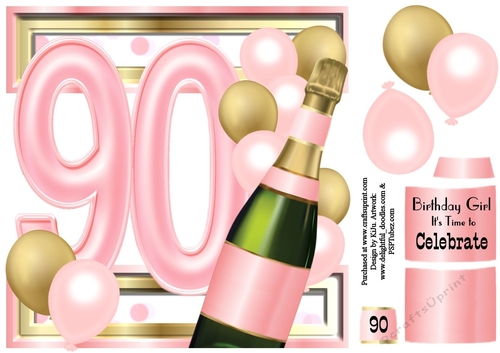 Birthday Celebration Pink & Gold Age 90