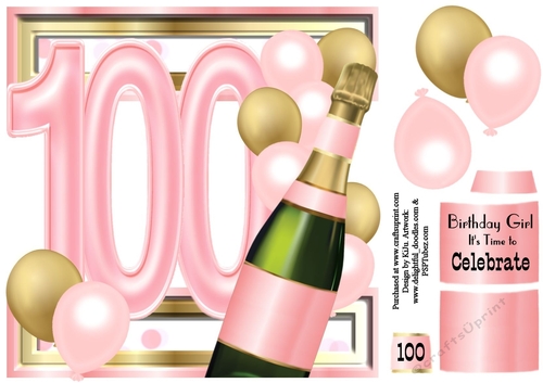 Birthday Celebration Pink & Gold Age 100