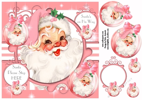 Santas on His Way - Pink