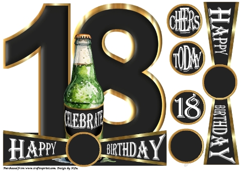 CHEERS to 18 Years - Beer - Large Shaped Card Front