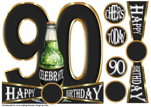 CHEERS to 90 Years - Beer - Large Shaped Card Front