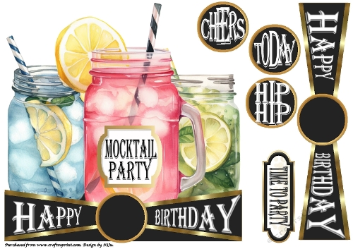 CHEERS to All The Years - MASON JAR MOCKTIALS - Large Shaped Card Front