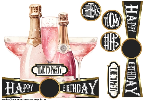 CHEERS to All The Years - PINK CHAMPAGNE - Large Shaped Card Front