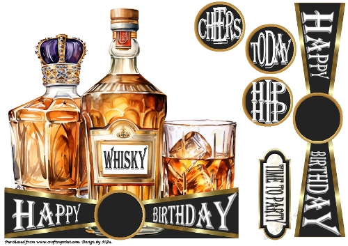 CHEERS to All The Years - WHISKY - Large Shaped Card Front