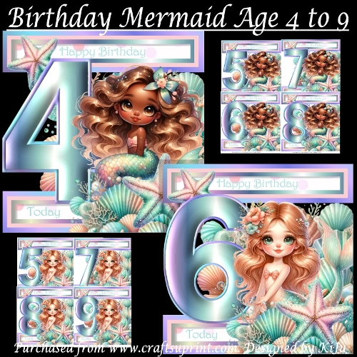 Birthday Mermaid Age 4 to 9
