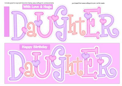 Daughter Large Dl Feltie Quick Card