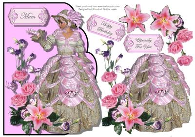 My Fair Lady Scalloped Edge Card Front with Decoupage 1