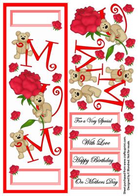 Roses for a Beary Special Mum with Decoupage