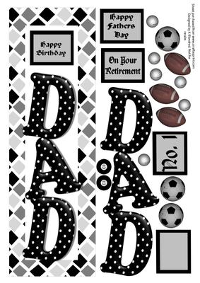 Sports Mad Dad Large Dl Quick Card with Decoupage
