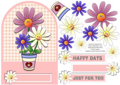 Happy Days Daisies Arch-top Quick Card with Decoupage
