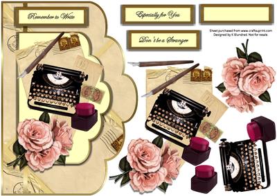 Vintage Writing & Roses Scallop Edge Card Front & Decoupage