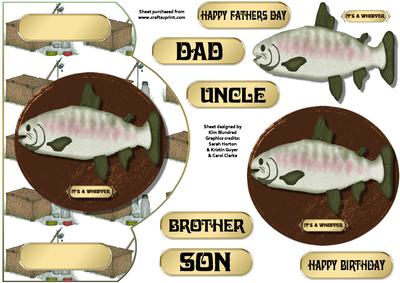 It's a Whopper Fishing Shaped Card Front with Decoupage