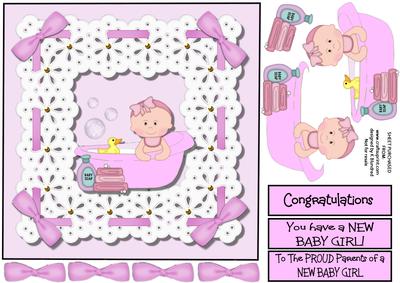 It's a Bonnie Baby Girl Large Square Card Front with Layers