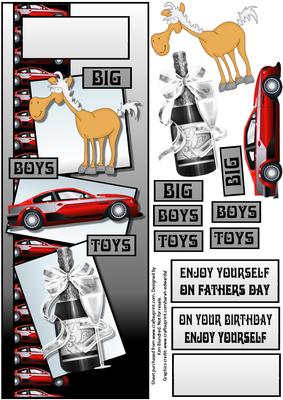 Big Boys Toys Fathers Day or Birthday with Decoupage