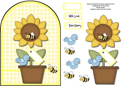 Bee Happy Arch Top Quick Card with Decoupage