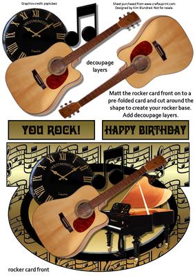 While My Guitar Gently Rocks, Rocker Card Front & Decoupage