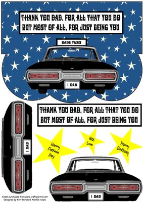 Dads Taxis, Fathers Day or Birthday Shaped Card Front