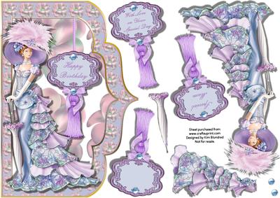 My Fair Lady Elegant Scallop Card Front 3 with Decoupage