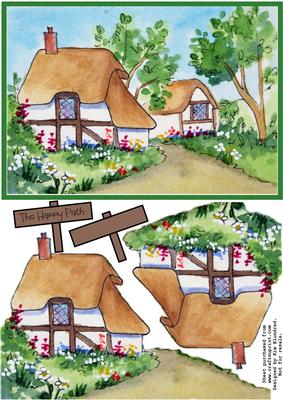 The Path to Happiness, Quick Card Front with Quick Decoupage