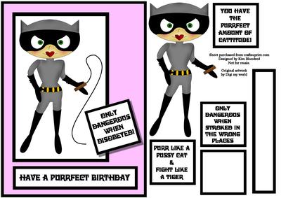 Have a Purrfect Day, Catwoman Card Front with Decoupage