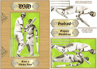Have a Wicket Day, Cricket Card Front & Decoupage