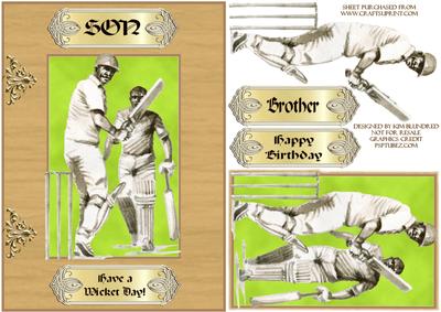 Have a Wicket Day, Cricket Card Front with Decoupage