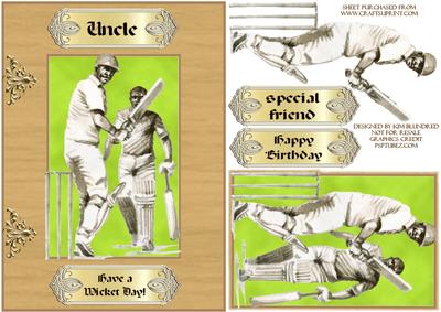 Have a Wicket Day, Cricket Card Front & Decoupage