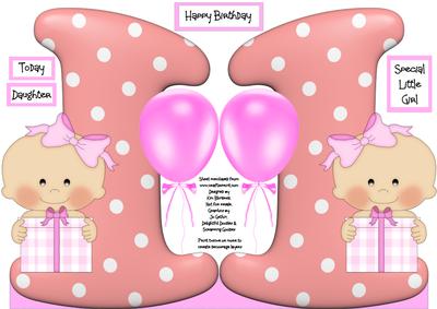 1 Today Birthday Girl Shaped Card
