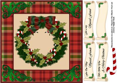 Traditional Christmas Wreath 8x8 Quick Card - Friends