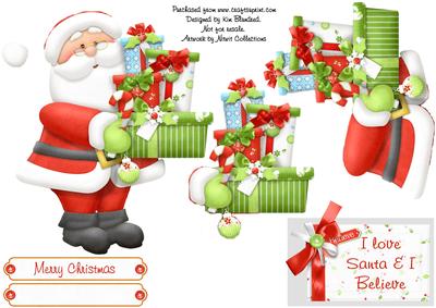 I Love Santa Shaped Quick Card Decoupage Elements