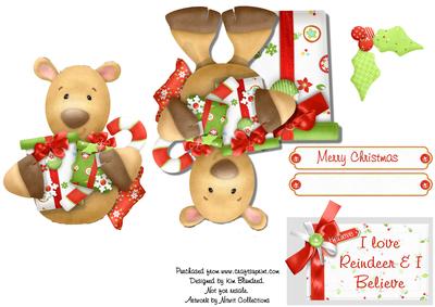 I Love Reindeer Shaped Quick Card Decoupage Layers