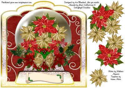 Poinsettia Globe Scalloped Top 8x8 Card Topper