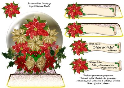 Poinsettia Globe Decoupage Layer and Sentiment Panels