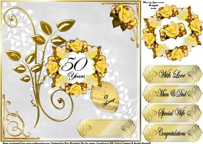 Golden Wedding Anniversary with Golden Flowers