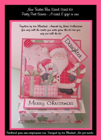 Trinket Box Easel Card Kit - Perky Pink Santa
