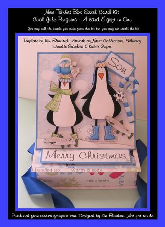 Trinket Box Easel Card Kit - Cool Yule Penguins