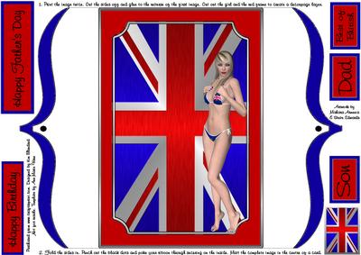 Union Jack Bracket Card-topper with Girl